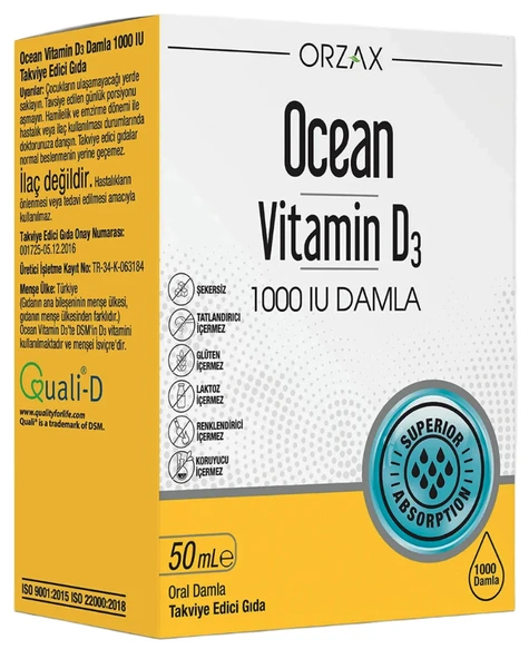 Ocean Vitamin D3 1000 IU Damla 50 ml ürün görseli 1