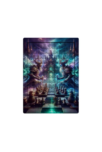 GHOSTBASTIR DESİGN Fantastik Satranç 99 Parça Ayaklı Puzzle Dekoratif Çocuk Yapbozu 066 ürün görseli 1