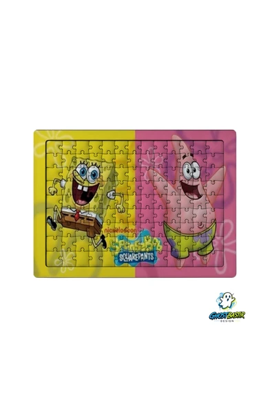 GHOSTBASTIR Design Sünger Bob ve Patrick 99 Parça Ayaklı Puzzle Dekoratif Çocuk Yapbozu 0201 ürün görseli 1