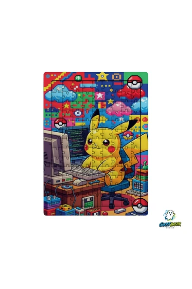 GHOSTBASTIR Design Pikachu 99 Parça Ayaklı Puzzle Dekoratif Çocuk Yapbozu 0176 ürün görseli 1