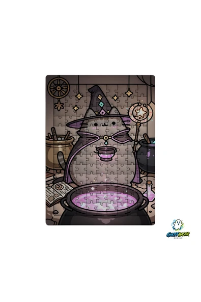 GHOSTBASTIR Design Pusheen 99 Parça Ayaklı Puzzle Dekoratif Çocuk Yapbozu 0180 ürün görseli 1