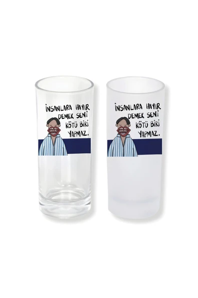 GHOSTBASTIR DESİGN Özlü Sözlü Buzlu / Buzsuz Seçenekli Rakı Bardağı – 1 Adet Şık Sunum Bardağı 0137 ürün görseli 1