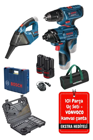 GSR 120 Li Çift Akülü Vidalama Gdr 120 Li Akülü Somun Sıkma Şarjlı Matkap + Süpürge GAS 12V ürün görseli 1