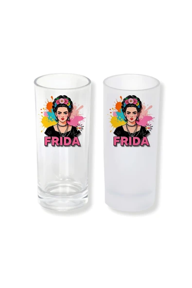 GHOSTBASTIR DESİGN Frida Kahlo Buzlu / Buzsuz Seçenekli Rakı Bardağı – 1 Adet Şık Sunum Bardağı 0132 ürün görseli 1