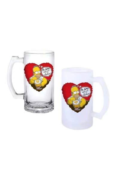 GHOSTBASTIR DESİGN Simpsons Kulplu Bira Bardağı Buzlu veya Şeffaf Seçenekli 0206 ürün görseli 1