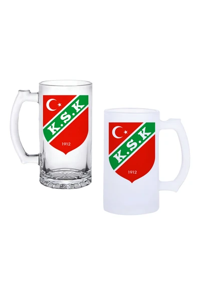 GHOSTBASTIR DESİGN Karşıyaka Spor Kulplu Bira Bardağı Buzlu veya Şeffaf Seçenekli 0133 ürün görseli 1
