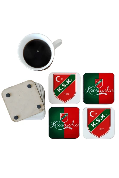 GHOSTBASTIR DESİGN Karşıyaka Spor Dekoratif Ahşap Bardak Altlığı Seti 0121 ürün görseli 1