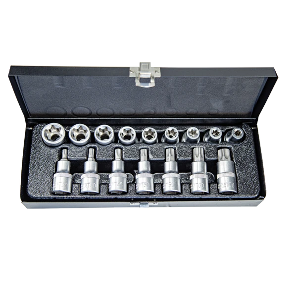 16 Parça 1/2inç CR-V Torx ve E Tipi Torx Lokma Seti ürün görseli 1