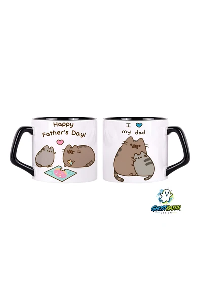 GHOSTBASTIR Design Babalar Günü Pusheen Kupa Bardak | Tek Adet 0634 ürün görseli 1