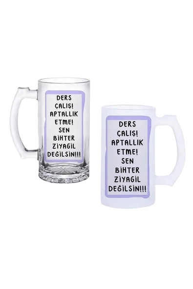 GHOSTBASTIR DESİGN Sen Bihter Değilsin Kulplu Bira Bardağı Buzlu veya Şeffaf Seçenekli 0198 ürün görseli 1