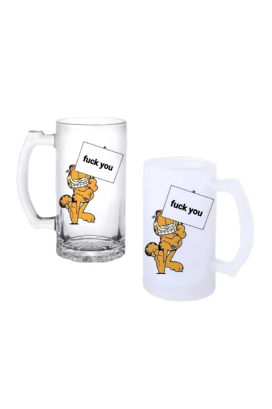GHOSTBASTIR DESİGN Garfield Kulplu Bira Bardağı Buzlu veya Şeffaf Seçenekli 077 ürün görseli 1