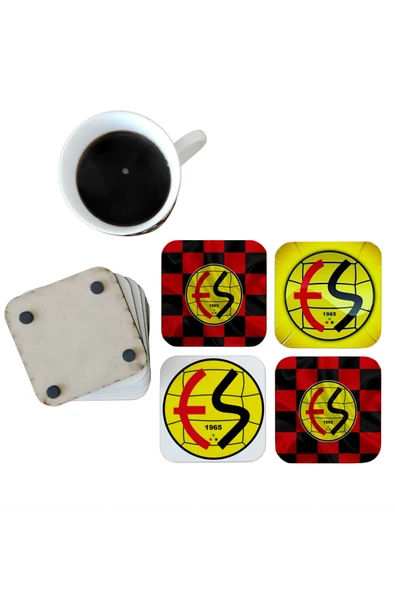 GHOSTBASTIR DESİGN Eskişehirspor Dekoratif Ahşap Bardak Altlığı Seti 0120 ürün görseli 1