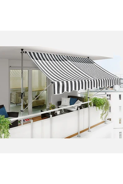 Balkon Teras Tente Çadır Gölgelik Teleskopik Açılır Kapanır Katlanır Tente Bahçe Villa Kafe Restoran Dükkan İşyeri Lokanta Tentesi 250x130 cm ürün görseli 1