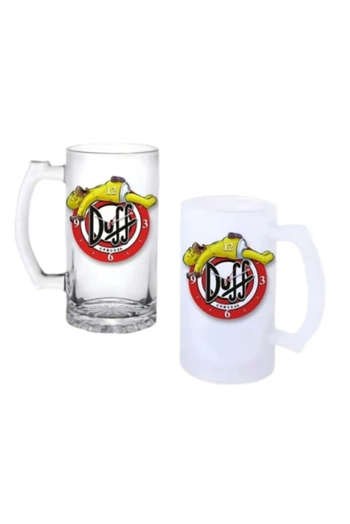 GHOSTBASTIR DESİGN Simpson Duff Kulplu Bira Bardağı Buzlu veya Şeffaf Seçenekli 0203 ürün görseli 1