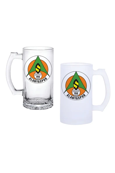 GHOSTBASTIR DESİGN Alanyaspor Kulplu Bira Bardağı Buzlu veya Şeffaf Seçenekli 003 ürün görseli 1
