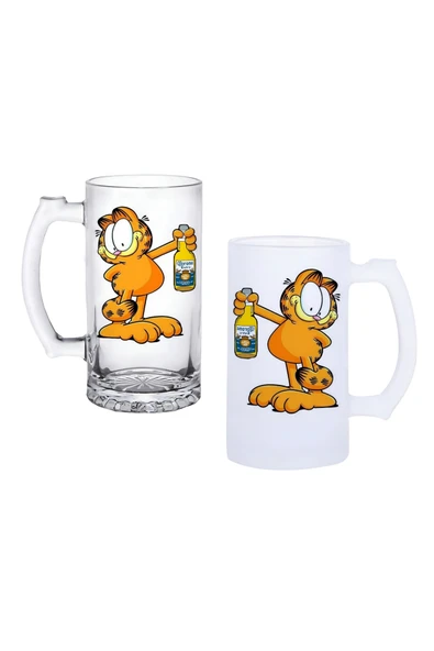 GHOSTBASTIR DESİGN Garfield Kulplu Bira Bardağı Buzlu veya Şeffaf Seçenekli 078 ürün görseli 1
