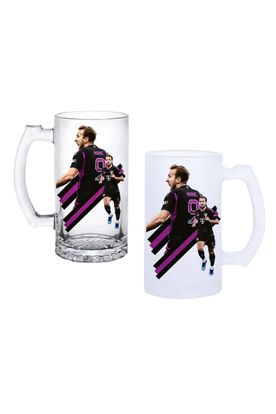 GHOSTBASTIR DESİGN Harry Kane Kulplu Bira Bardağı Buzlu veya Şeffaf Seçenekli 098 ürün görseli 1