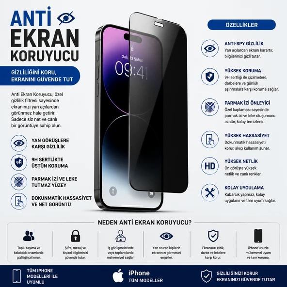 İPHONE 14 KALIN HAYALET ANTİ SİTATİK EKRAN KORUYUCU ürün görseli 1