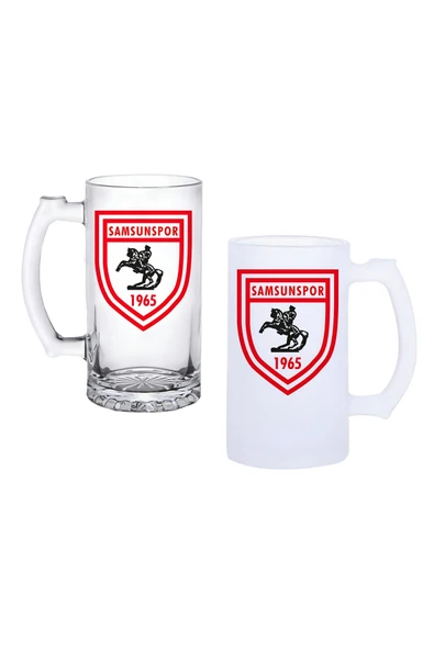 GHOSTBASTIR DESİGN Samsunspor Kulplu Bira Bardağı Buzlu veya Şeffaf Seçenekli 0190 ürün görseli 1