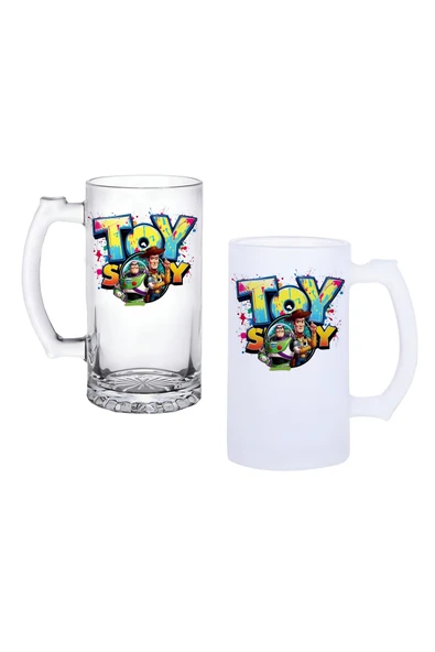 GHOSTBASTIR DESİGN Toy Story Kulplu Bira Bardağı Buzlu veya Şeffaf Seçenekli 0235 ürün görseli 1