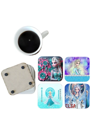 GHOSTBASTIR DESİGN Elsa Dekoratif Ahşap Bardak Altlığı Seti 075 ürün görseli 1