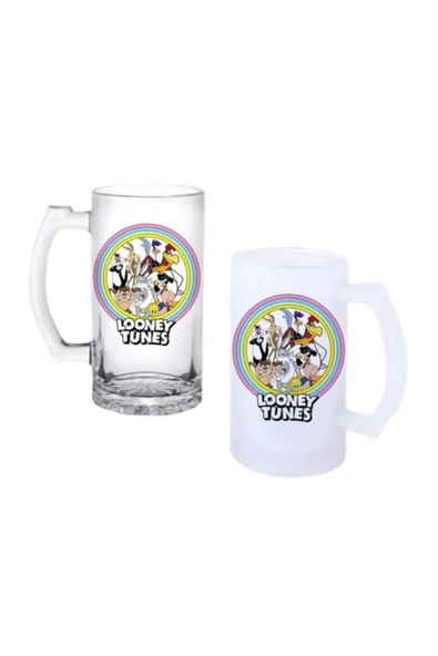 GHOSTBASTIR DESİGN Looney Tunes Kulplu Bira Bardağı Buzlu veya Şeffaf Seçenekli 0153 ürün görseli 1