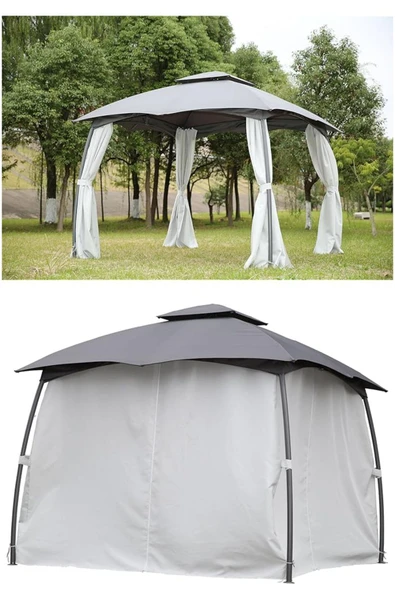 Bahçe Kamelya Metal Çardak Gölgelik Villa Teras Pergola Gazebo Açılır Kapanır Çadır 3x3 ürün görseli 1