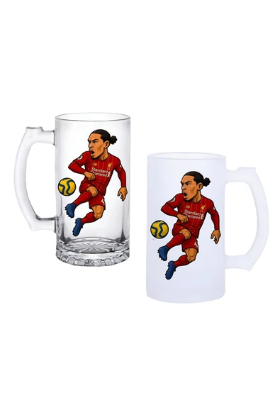 GHOSTBASTIR DESİGN Virgil Van Dijk Kulplu Bira Bardağı Buzlu veya Şeffaf Seçenekli 0249 ürün görseli 1