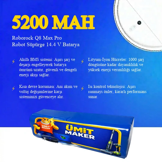 Roborock Q8 Max Pro Robot Süpürge 5200 mAh Batarya - Resim 3