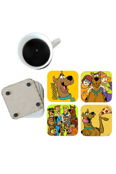 GHOSTBASTIR DESİGN Scooby-Doo Dekoratif Ahşap Bardak Altlığı Seti 076 ürün görseli 1