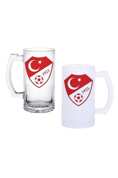 GHOSTBASTIR DESİGN Türk Milli Takımı Kulplu Bira Bardağı Buzlu veya Şeffaf Seçenekli 0241 ürün görseli 1
