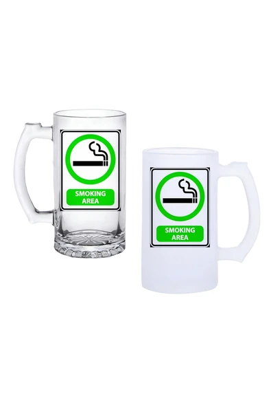 GHOSTBASTIR DESİGN Sigara İçilir Alan Kulplu Bira Bardağı Buzlu veya Şeffaf Seçenekli 0201 ürün görseli 1