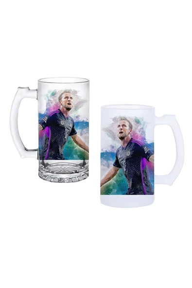 GHOSTBASTIR DESİGN Harry Kane Kulplu Bira Bardağı Buzlu veya Şeffaf Seçenekli 097 ürün görseli 1