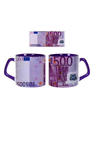 GHOSTBASTIR DESİGN 500 Euro Desenli Kupa Bardak | Tek Adet 001 ürün görseli 1