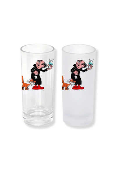 GHOSTBASTIR DESİGN Şirinler Gargamel Buzlu / Buzsuz Seçenekli Rakı Bardağı – 1 Adet Şık Sunum Bardağı 005 ürün görseli 1