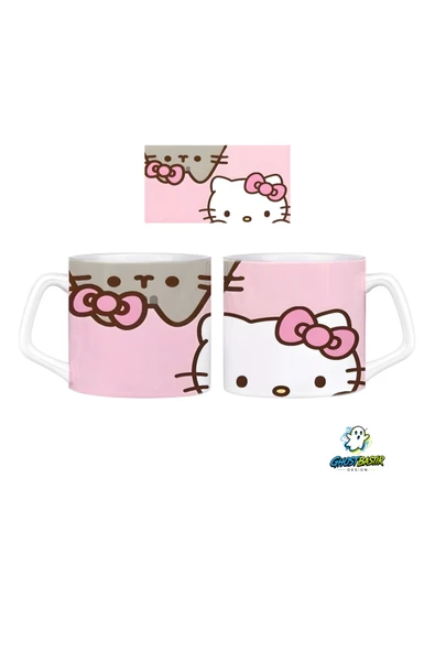 GHOSTBASTIR Design Pusheen ve Hello Kitty Kupa Bardak | Tek Adet 0686 ürün görseli 1