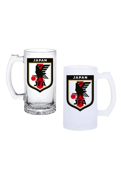 GHOSTBASTIR DESİGN Japonya Milli Takımı Kulplu Bira Bardağı Buzlu veya Şeffaf Seçenekli 0125 ürün görseli 1
