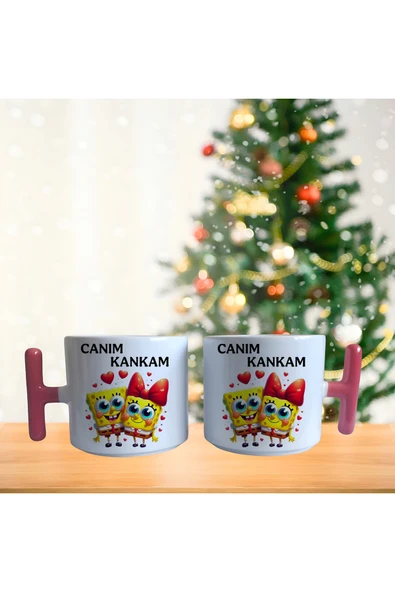 GHOSTBASTIR DESİGN Sünger Bob Canım Kankam Kahve Fincan Takımı 022 ürün görseli 1