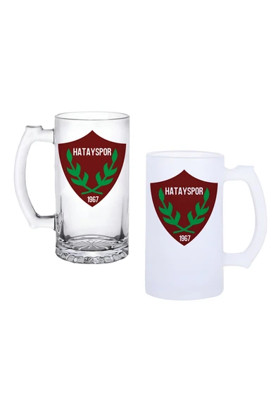 GHOSTBASTIR DESİGN Hatayspor Kulplu Bira Bardağı Buzlu veya Şeffaf Seçenekli 099 ürün görseli 1