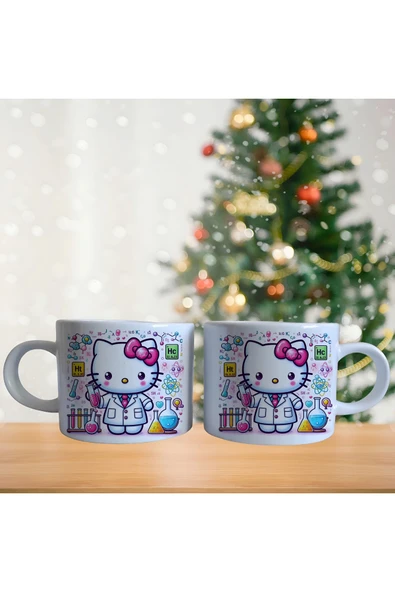 GHOSTBASTIR DESİGN Kimyacı Hello Kitty Kupa Bardak | Tek Adet 0270 ürün görseli 1