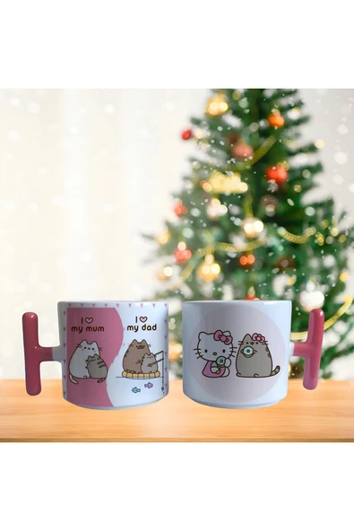 GHOSTBASTIR DESİGN Pusheen ve Hello Kitty Kupa Bardak | Tek Adet 0383 ürün görseli 1