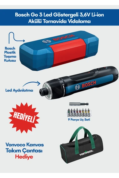 Profesyonel GO 3 Ledli 3,6V Li-ion Akülü Tornavida Vidalama Professional Şarjlı Akıllı Mini Matkap (Hediyeli) ürün görseli 1