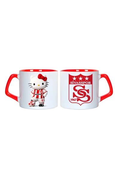 GHOSTBASTIR DESİGN Sivasspor Hello Kitty Kupa Bardak | Tek Adet 0427 ürün görseli 1