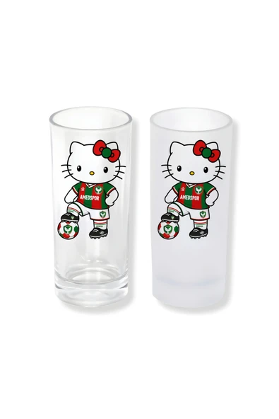GHOSTBASTIR DESİGN Amedspor Hello Kitty Buzlu / Buzsuz Seçenekli Rakı Bardağı – 1 Adet Şık Sunum Bardağı 0188 ürün görseli 1