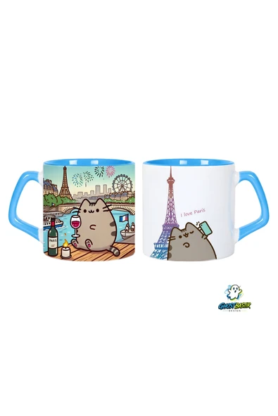 GHOSTBASTIR Design Pusheen Pariste Kupa Bardak | Tek Adet 0685 ürün görseli 1
