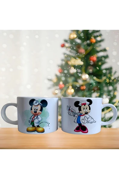 GHOSTBASTIR DESİGN Doktor ve Hemşire Mickey Kahve Fincan Takımı 004 ürün görseli 1