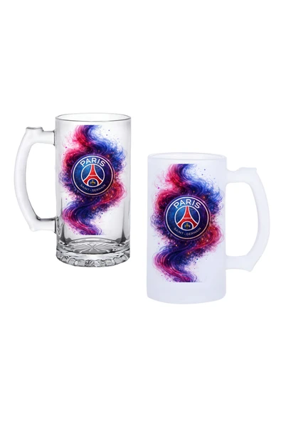GHOSTBASTIR DESİGN Paris Saint-Germain Kulplu Bira Bardağı Buzlu veya Şeffaf Seçenekli 0177 ürün görseli 1
