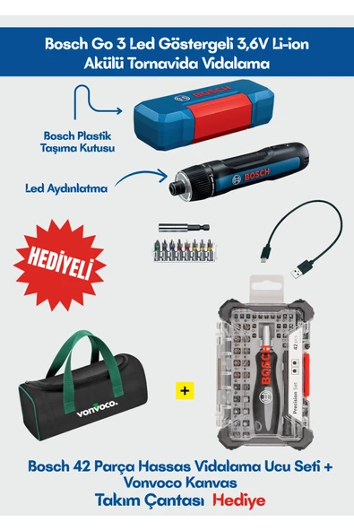 Profesyonel GO 3 Ledli 3,6V Li-ion Akülü Tornavida Vidalama Professional Şarjlı Akıllı Mini Matkap ürün görseli 1