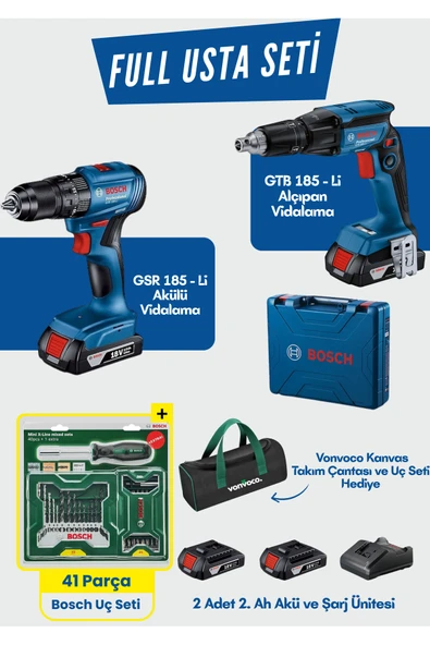 GTB 185 Li Akülü Alçıpan Vidalama Makinesi Şarjlı Alçıpan Matkabı + Gsr 185 Li Çift Akü ürün görseli 1