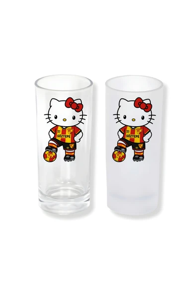 GHOSTBASTIR DESİGN Göztepe Spor Hello Kitty Buzlu / Buzsuz Seçenekli Rakı Bardağı – 1 Adet Şık Sunum Bardağı 0102 ürün görseli 1